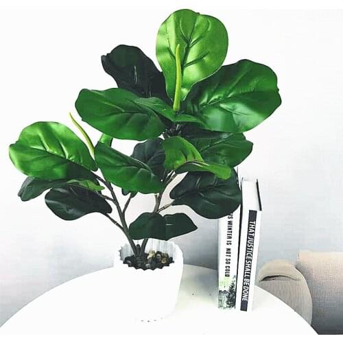 62CM 2fork Artificial Realistic Banyan Tree Branch Green Fake Plants Plastic Palm Tree Home Living Room Hotel Decoration Props