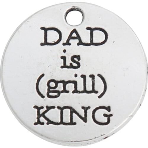 RAINXTAR Fashion Alloy 20mm Round Dad Is Grill King Charms 20pcs AAC440