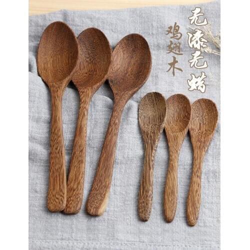 Kitchen Tableware Vintage Natural wenge Solid Wood Honey Dessert Spoon 5pc/lot