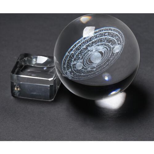 Laser Engraved Solar System Crystal Ball 3D Miniature Planets Model 6CM Globe Galaxy Miniatures 3D Quartz Glass Ball Home Decor