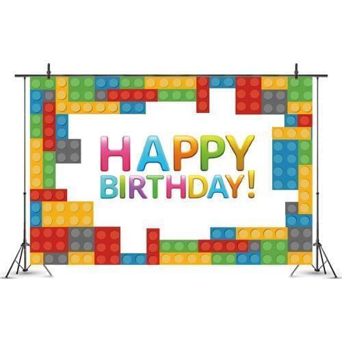 Legoing Building Blocks Party Backdrops Baby Shower Kids Birthday Party Decoration Wall Posters Photography Background Props