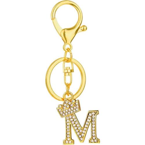 Alloy Letter Rhinestone Crown Keychain 26 Alphabet Key Chain for Women Car Bag Tassels Keyring Holder Charm Pendant Accessoreis