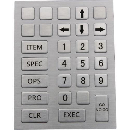IP65 Kiosk Metal Rugged Keyboard With 28 Keys Stainless Steel Industrial USB Keypad Custom Kiosk Keyboard