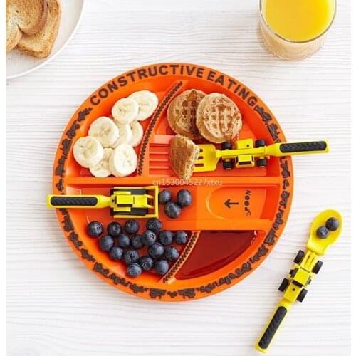 Eco Friendly Creatively Kids Dining Tool Set PP Spoon Fork Knife Car Cutlery Set Dinneractive for Children Gifts Baby Dropship