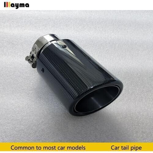 Sport style Carbon fiber car exhaust Muffler Tip Tail Pipe Universal Stainless steel Straight Flange For Audi A1 A3 A4 60*89cm