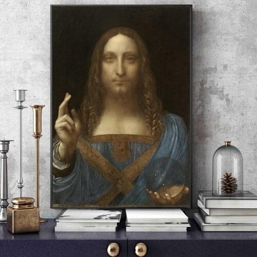 Da Vinci Salvator Mundi Wall Art Canvas Paintings Famous Painting Figure Poster Home Wall Decorative Picture for Home Interior