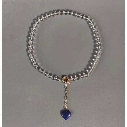 Handmade blue heart pendant necklace transparent glass beads beaded choker for women banquet clothing accessories 2020 trendy