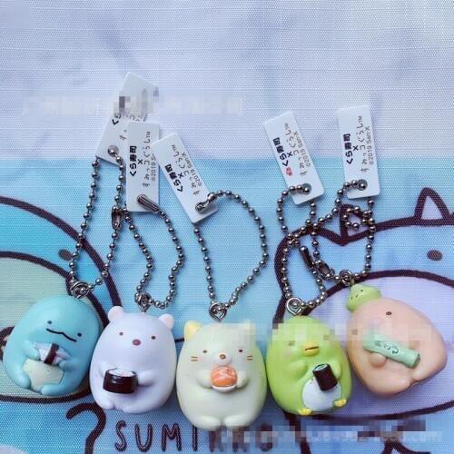 20pcs/Lot Sumikko Gurashi pendant mobile pvc plastic keychains assassins creed origins key charms for bagskeychain mercedes