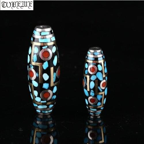 Handmade 925 Silver Turquoise 9 eyes DZI Beads Thai Silver Tibetan Nine Eyes DZI Beads Sterling Good Luck Tibetan Jewelry Beads