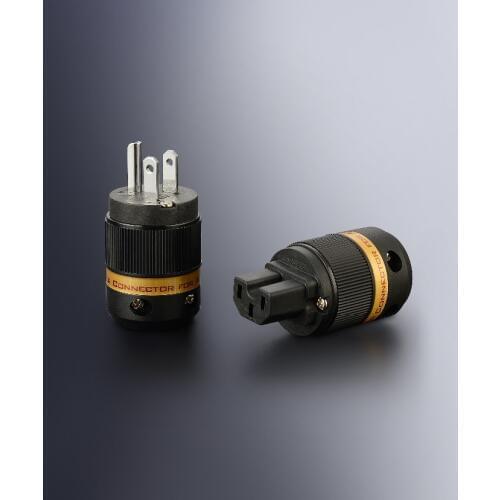 Pair Viborg VM501R+VF501R Red copper Rhodium Plated US Power cord plug American Power Connector