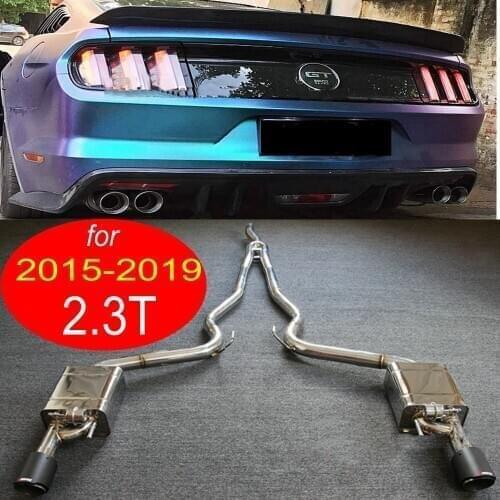 Controlled Car exhaust system for Ford Mustang 2.3 T 2015-2019 rear bumper middle &rear exhaust system w/ exhaust end piepe tips