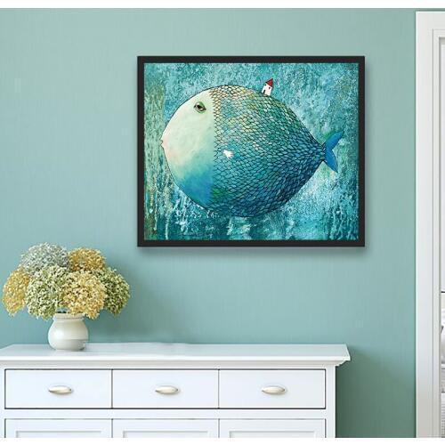 Nordic Minimalist Fish Modern Canvas Art Painting Wall Picture Children Room Decoration Painting Kids Baby Bedroom Poster Decor