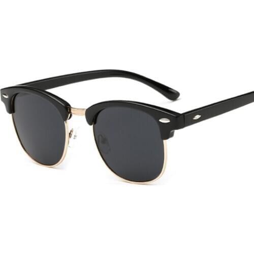 Polarized Semi-Rimless Sunglasses Men Women Vintage Retro Rivet Classic Eyewear Brand Designer Sun Glasses For Male Female