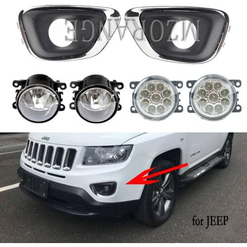 LED fog lights for Jeep Compass 2011-2017 fog lights fog light halogen headlight headlights covers foglight frame Grille Grilles