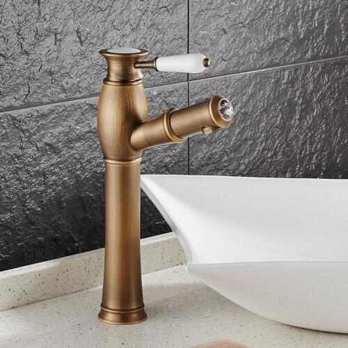 Vidric brass hot and cold antique bronze finish bathroom pull out basin faucet bathroom faucet sink tap with pull out shower hea