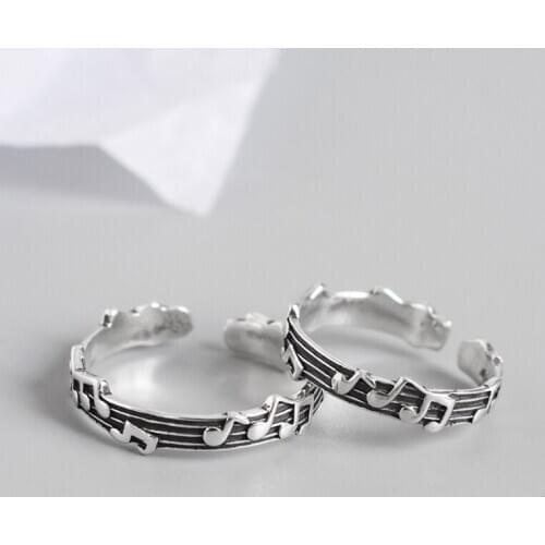 Yungqi Vintage Musical Note Ring Five -line Music Sheet Rings For Women Ring Adjustable Opening Geometric Jewelry anillos