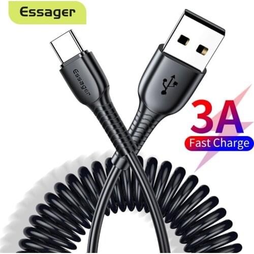 Essager Spring Micro USB Type C Cable For Xiaomi Samsung One Plus Fast Charge Microusb USB-C USBC Charger Type-C Cable Wire Cord
