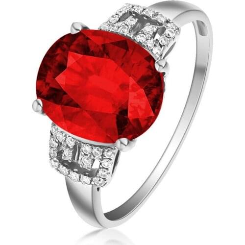 Vintage Rings 925 Silver Jewelry Oval Ruby Zircon Gemstones Accessories for Women Wedding Promise Party Gift Open Finger Ring