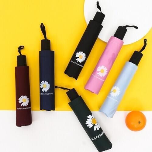 Umbrella Little Daisy Three-fold Rain and Sun Shade Dual-use Vinyl Advertising Umbrella Rain Women Parasol Umbrella