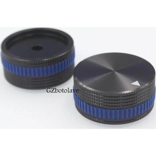 1 pcsBlack with blue lines lines Aluminum potentiometer knob cap B40MM * 18MM knob for potentiometer Free ship