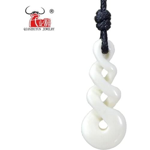 GX013 Handmade Carved Twisted New Zealand Maori Tribal Choker WoMens Mens Necklace Yak Bone Infinity Pendant for surfing