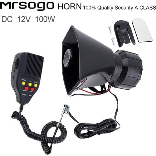 100W 12V 7 Sounds Car Electronic Warning Siren Motorcycle Alarm Firemen Ambulance Loudspeaker with MIC Microphone and Record