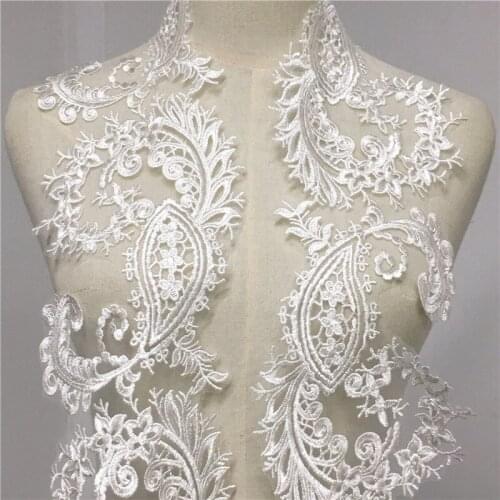 3 Yards Vintage Ivory Embroidery Mesh Lace Trim Sewing Applique Lace Fabrics Flowers Decorations for Dress 14cm Wide