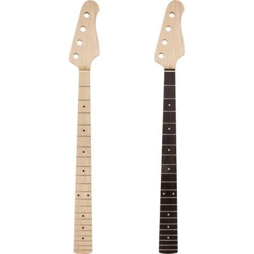 Kmise Electric Guitar Neck 4 String Canada Maple for Jazz Bass JB 21 Frets Bolt On 38 mm Nut Nature Satin