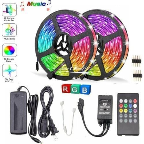 5M 10M 3528 5050 12V RGB LED Strip Light Music Sound Activated Remote Power Kits