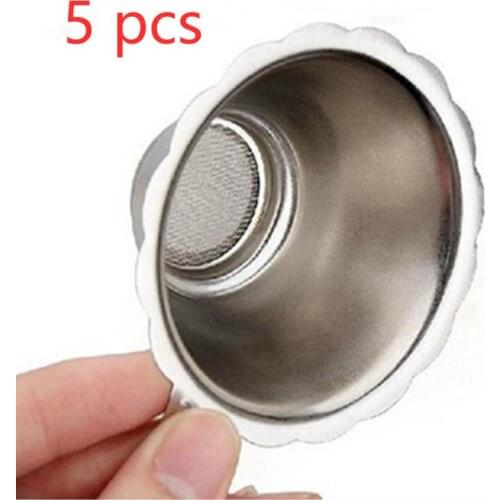 5 Pcs Double Layer Fine Mesh Tea Strainer Filter Sieve Stainless Steel Installed On The Top Of The Cup To Filter Tea