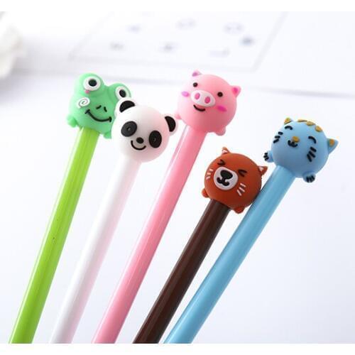 50pcs kawaii gel pen lot cute 5 animals pens for school office supplies students writing kids korean stationary gift items bulk