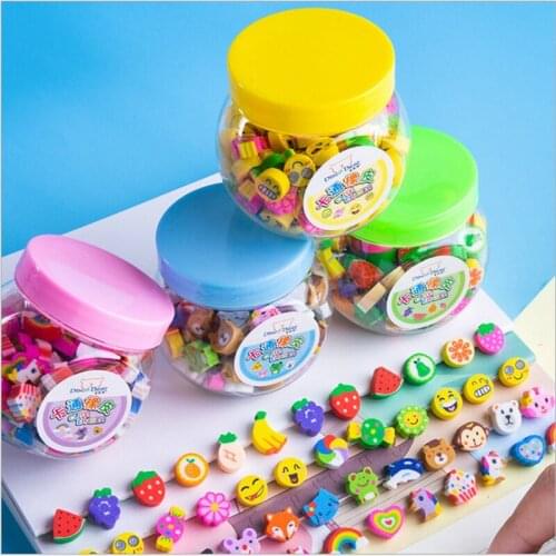50pcs/set Eraser Student Learning Stationery For Child Creative Gift Kids Eraser Novelty Erasers Cartoon expression Eraser