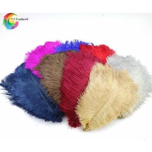 50pcs/lot Dyed Colorful Natural Ostrich Feather 25-30cm DIY Wedding Party Decoration Accessories plume 12 Colors for Select