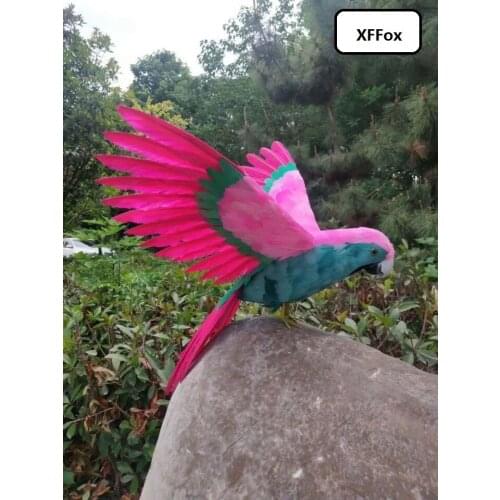Big real life pink&green parrot model foam&feather simulation wings parrot bird gift about 40x60cm xf2297