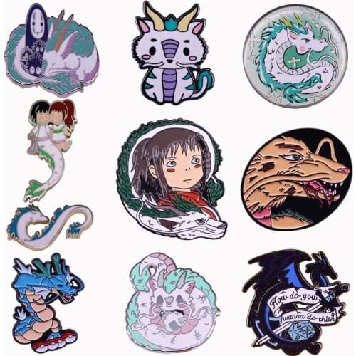 New Arrival Japanese Anime Spirited Away Brooch Fashion Enamel Copper Dragon Shape Badge Jewelry Cosplay Lapel Pin Trinket