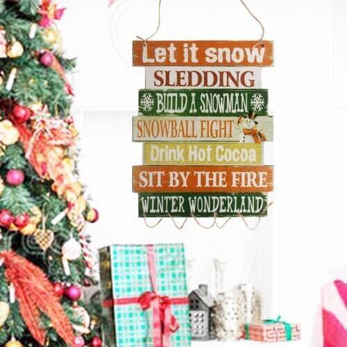 Merry Christmas Door Wall Plaque Wooden Hanging Sign Home Garden Decor