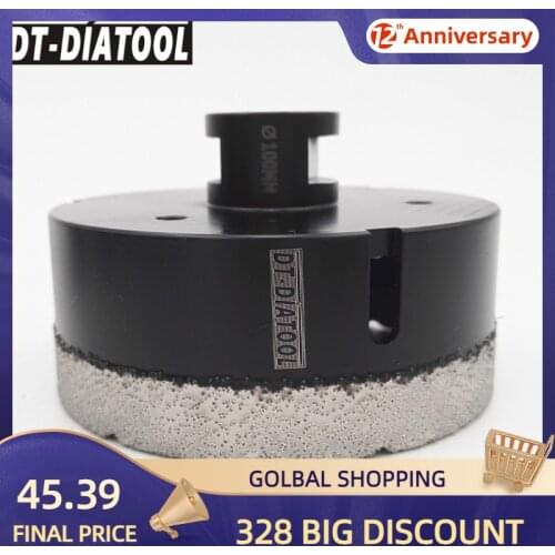DT-DIATOOL 1pc M14 Dia 100mm Dry Vacuum Brazed Diamond Drilling Core Bit Ceramic Tile Hole Saw Granite Marble Stone Drill Bit