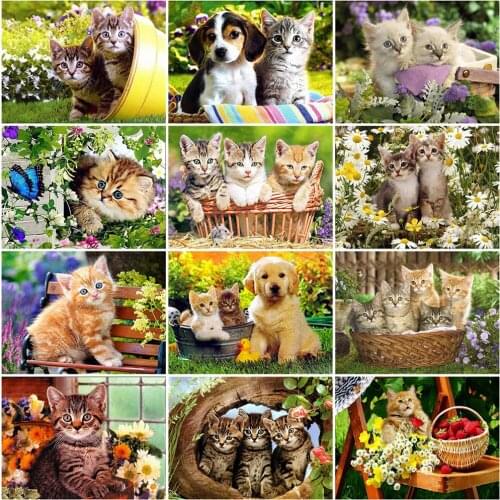 Evershine 5D DIY Full Square Round Diamond Painting Cat Diamond Embroidery Animal Dog Rhinestone Pictures Home Decor