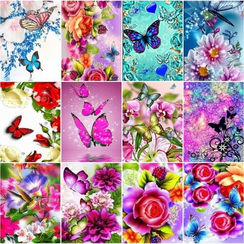 EverShine Diamond Embroidery Butterfly Full Square Diamond Painting Animal Rhinestones Mosaic Flower Cross Stitch Handmade Gift