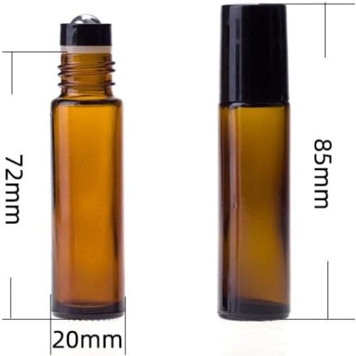 10ml Amber Roll On Perfume bottle, 10cc Amber Essential Oil Rollon bottle, Small Glass Roller Container 1000pcs/lot SN461