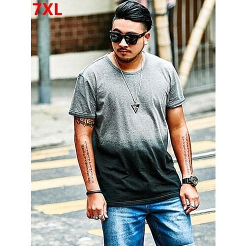 Cotton large loose casual big size people mens tide short-sleeved oversize male T-shirt summer