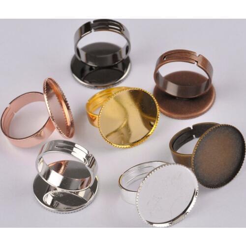 100piece 12-30mm Round Bezel Ring Blank Cabochon Setting Ring Base Findings for Jewelry Making Supplies
