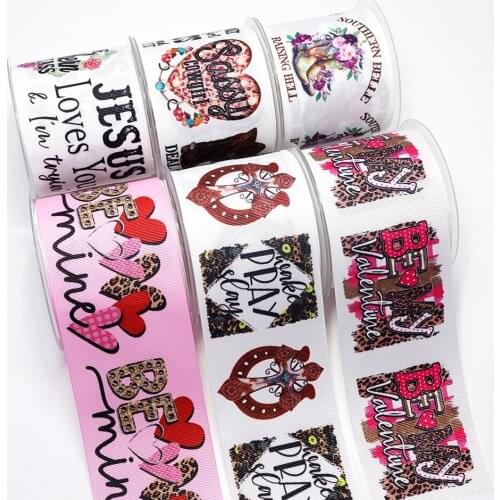 Valentines Day Cartoon Buffalo Printed Grosgrain Ribbon For Bows craft supplies 47909