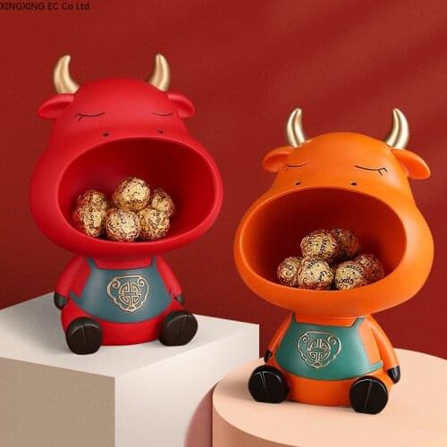 Nordic Creative Storage Living Room Decoration Wedding Gift Cute Animal Lucky Ox Year Mascot Home Decoration Accessories