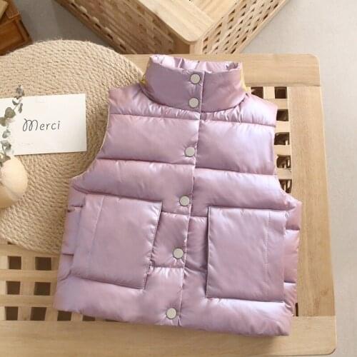 Winter Kids Jackets Vest Spring Girls Thicken Outerwear Autumn Bright Boys Jacket Costumes Warm Coats Baby Children Hooded Vest