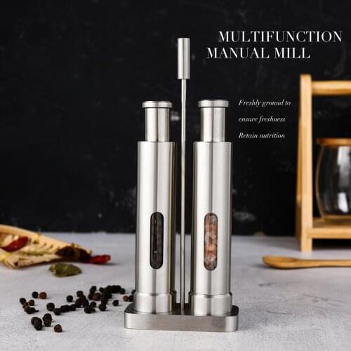 Stainless Steel Manual Pepper Mill Grinder Salt & Pepper Mill Cutter Kitchen Seasoning Tools Accessories for Cooking