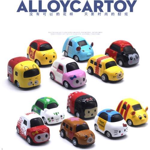 6Pcs/set 1:64 Mini Alloy Metal Q Version Cartoon Animal Model Car Toy Pull Back Vehicle Cars Toys Kids Children Baby Boy Gifts