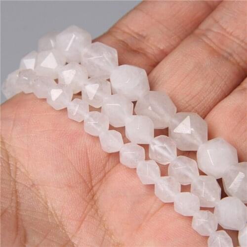 6 8 10MM Natural Smooth White Jades Gem Stone Faceted Spacers Loose Beads Charm DIY Handmade Men Women Bracelet Jewelry Making