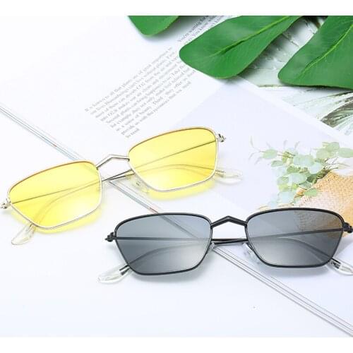 New Metal Small Frame Cat Eye Sunglasses Irregular Ocean Piece Sun Glasses Korean Female Sunshade Glasses очки солнечные женски