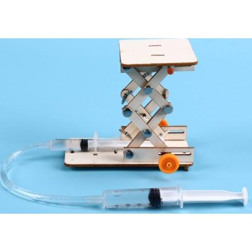 New creative diy hydraulic elevator science small production puzzle assembling lifting platform model puzzle